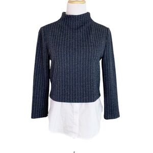 Theory Gracila R Navy Top Multi W/ White Bttm Sz S Orlene Stripe H094507R $245